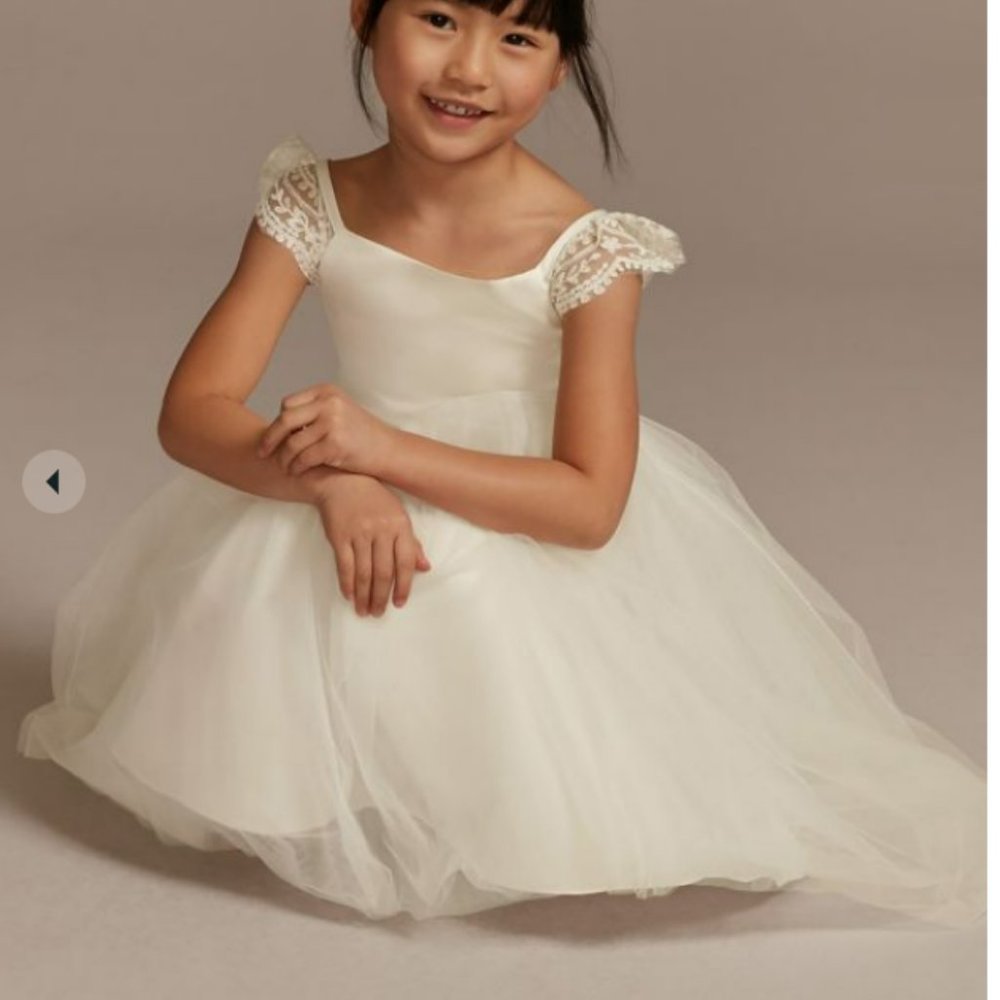 Crochet cap Sleeve Ruffle Flower Girl Dress